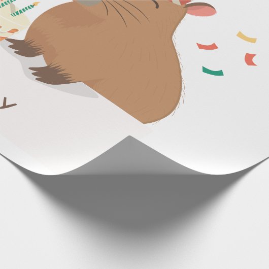 Schattigee capybara familie vieren verjaardag cadeaupapier (Hoek)