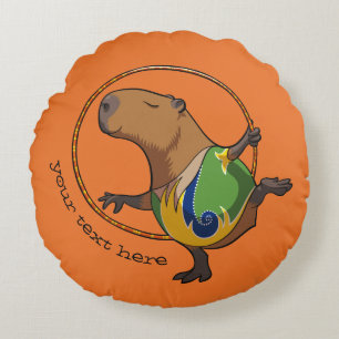 Schattigee Capybara Gymnast Hoop Cartoon met bijsc Rond Kussen
