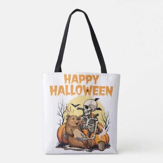 Schattigee Capybara Halloween Canvas tas (Achterkant)
