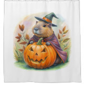 Schattigee Capybara Halloween douchegordijn (Voorkant)