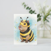 Schattigee Capybara in bijenkostuum Briefkaart (Staand voorkant)