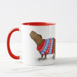 Schattigee capybara in een kerst jumper mok