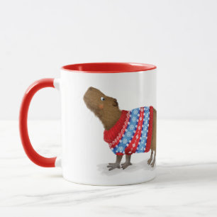 Schattigee capybara in een kerst jumper mok