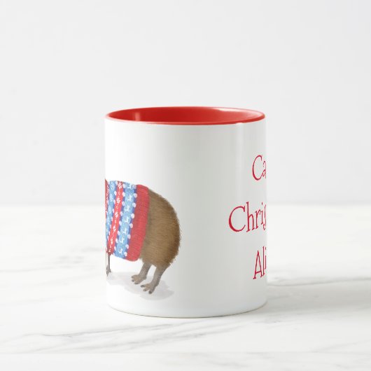 Schattigee capybara in een kerst jumper mok (Midden)