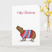 Schattigee capybara in een kerstjumper kaart (Gele Bloem)