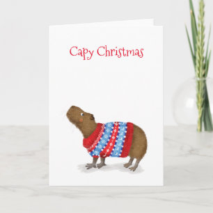 Schattigee capybara in een kerstjumper kaart