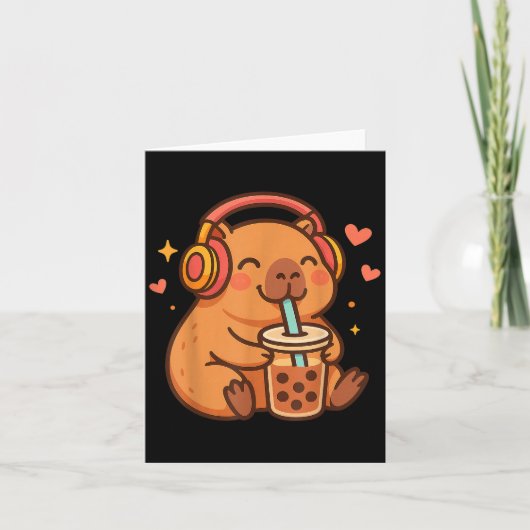 Schattigee Capybara Kawaii Anime Drink Bubble Tea  Kaart (Voorkant)