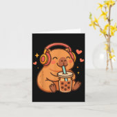 Schattigee Capybara Kawaii Anime Drink Bubble Tea  Kaart (Gele Bloem)