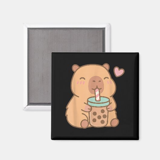 Schattigee Capybara Kawaii Anime Drink Bubble Tea  Magneet (Voorkant / Achterkant)