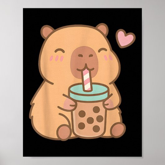 Schattigee Capybara Kawaii Anime Drink Bubble Tea  Poster (Voorkant)