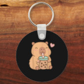 Schattigee Capybara Kawaii Anime Drink Bubble Tea Sleutelhanger (Voorkant)