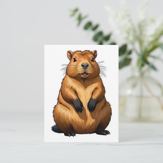 Schattigee Capybara knaagdier illustratie Briefkaart (Staand voorkant)
