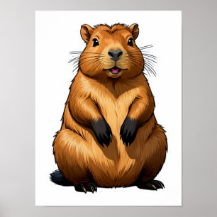 Schattigee Capybara knaagdier illustratie Poster