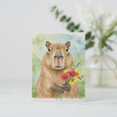 Schattigee Capybara met bloemen Briefkaart (Staand voorkant)