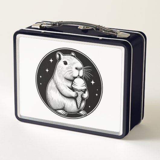 Schattigee Capybara met Ice Cream Cone Kawaii (Achterkant)