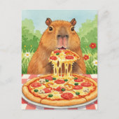 Schattigee Capybara met Pizza Briefkaart (Voorkant)