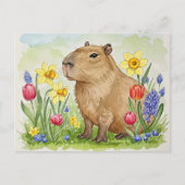 Schattigee Capybara met Spring Flowers Briefkaart (Voorkant)