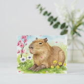 Schattigee Capybara met Spring Flowers Briefkaart (Staand voorkant)