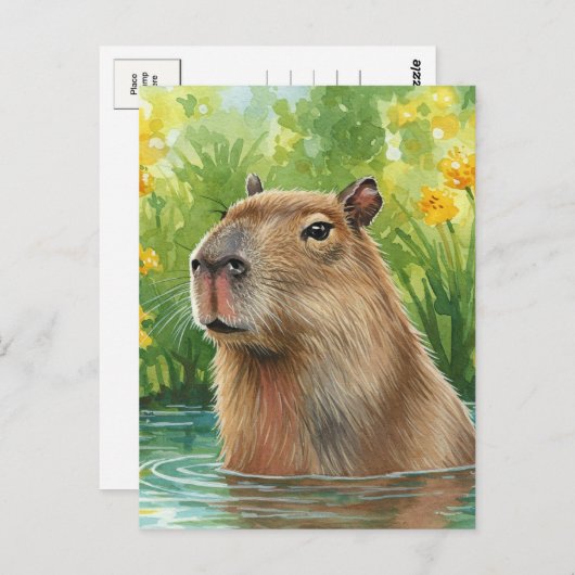 Schattigee Capybara Natuur Water River Briefkaart (Voorkant / Achterkant)