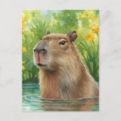 Schattigee Capybara Natuur Water River Briefkaart (Voorkant)