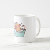 Schattigee capybara nemen een bad in bad koffiemok (Voorkant rechts)