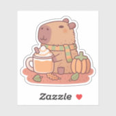 Schattigee Capybara Pumpkin Spice Latte Herfstseiz Sticker (Vel)