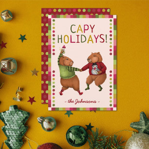 Schattigee Capybara Pun Capy Feestdagen Kerst Kaar Feestdagenkaart