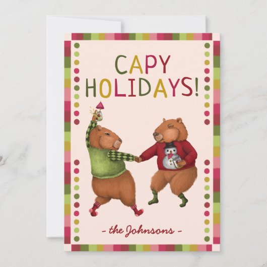 Schattigee Capybara Pun Capy Feestdagen Kerst Kaar Feestdagenkaart (Voorkant)
