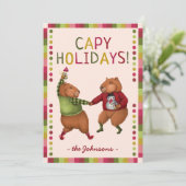 Schattigee Capybara Pun Capy Feestdagen Kerst Kaar Feestdagenkaart (Staand voorkant)