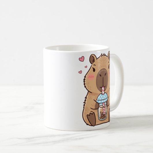 Schattigee Capybara Sipping Boba Tea Chill Vibes A Koffiemok (Voorkant rechts)