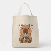 Schattigee Capybara Sipping Boba Tea Chill Vibes A Tote Bag (Achterkant)