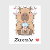 Schattigee Capybara Sipping Boba Tea Sticker (Vel)