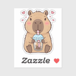 Schattigee Capybara Sipping Boba Tea Sticker