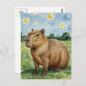 Schattigee Capybara Sterrennacht van Gogh Briefkaa Briefkaart (Voorkant / Achterkant)