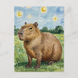 Schattigee Capybara Sterrennacht van Gogh Briefkaa Briefkaart