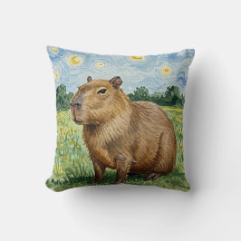 Schattigee Capybara Sterrennacht Vincent van Gogh  Kussen