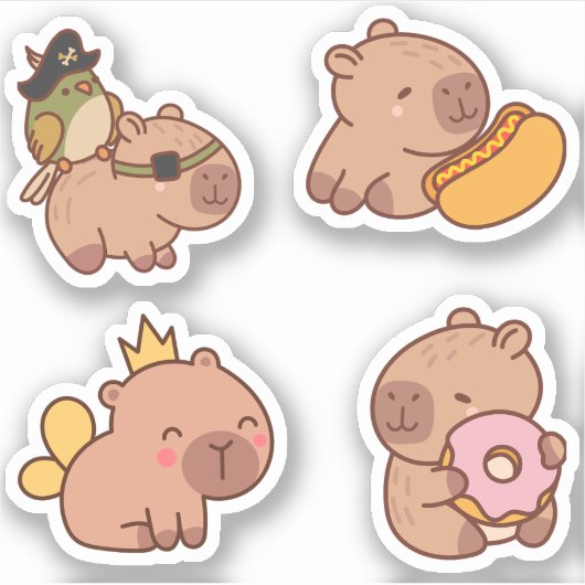 Schattigee Capybara Sticker Pack - Schattig en leu (Voorkant)