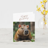 Schattigee Capybara Verjaardag Kaart (Gele Bloem)
