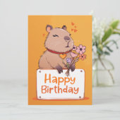 Schattigee Capybara Verjaardag Kaart | Schattige d (Staand voorkant)