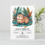 Schattigee Capybara verjaardagsuitnodiging Kaart (Staand voorkant)