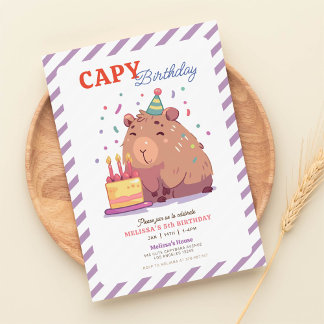 Schattigee Capybara verjaardagsuitnodiging Kaart