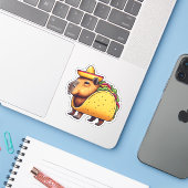 Schattigee Capybara Vinyl Stickers (Laptop met iPhone)
