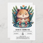 Schattigee Capybara Wonderland Verjaardagsuitnodig Kaart (Voorkant / Achterkant)