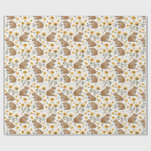 Schattigee Capybara Zonnebloem Bloemen Cadeaupapier (Vlak)