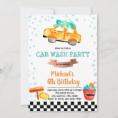 Schattigee Car Wash Party verjaardagsuitnodiging Kaart (Voorkant)
