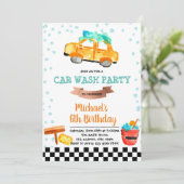 Schattigee Car Wash Party verjaardagsuitnodiging Kaart (Staand voorkant)