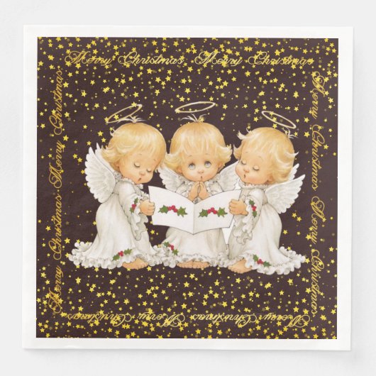Schattigee Caroling Angels Dinner Paper servet (Voorkant)