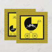 Schattigee Carriage Zwart en Geel Baby shower Kaart (Voorkant / Achterkant)