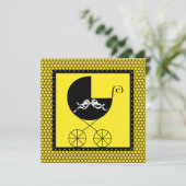 Schattigee Carriage Zwart en Geel Baby shower Kaart (Staand voorkant)