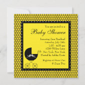 Schattigee Carriage Zwart en Geel Baby shower Kaart (Achterkant)